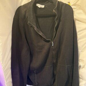 Calvin Klein Black Full Zip Sweater Jacket Mens XXL Knit Zip Up